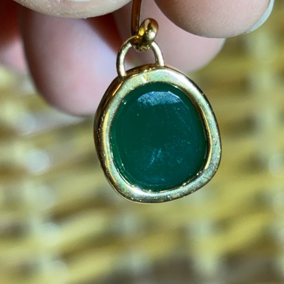 Monica Vinader Gold Plated Vermeil Silver Siren Green Onyx Drop Earrings - Picture 13 of 14